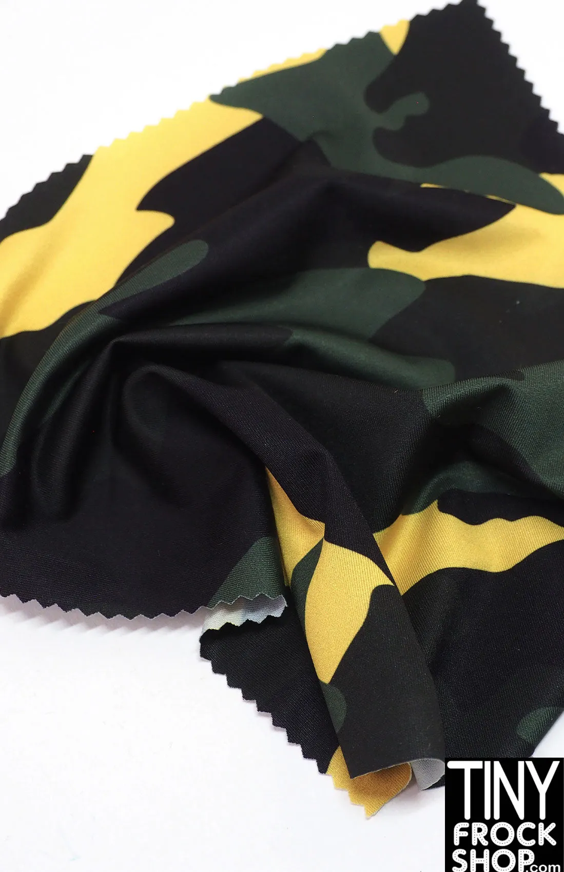 12" Fashion Doll F0299 Yellow, Green and Black Camo Slinky Fabric