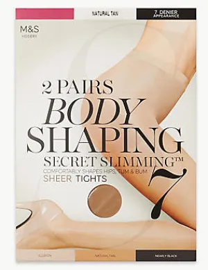 2 Pack 7 Denier Secret Slimming™ Body Shaper Tights