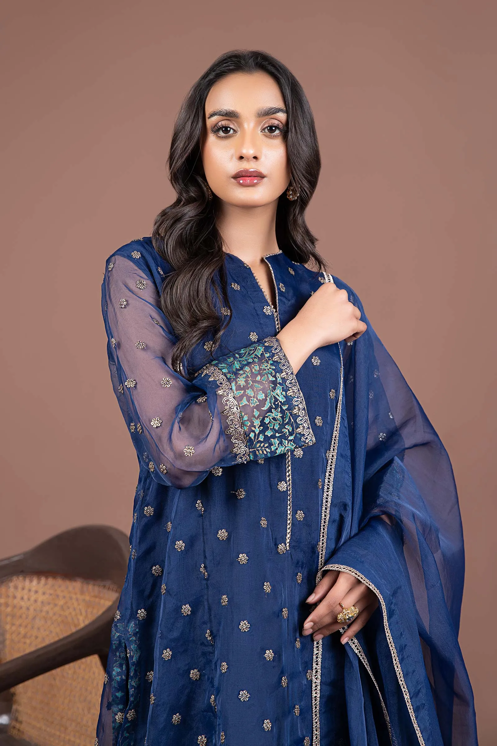 2 Pc Embroidered Organza Suit | MB-F24-505