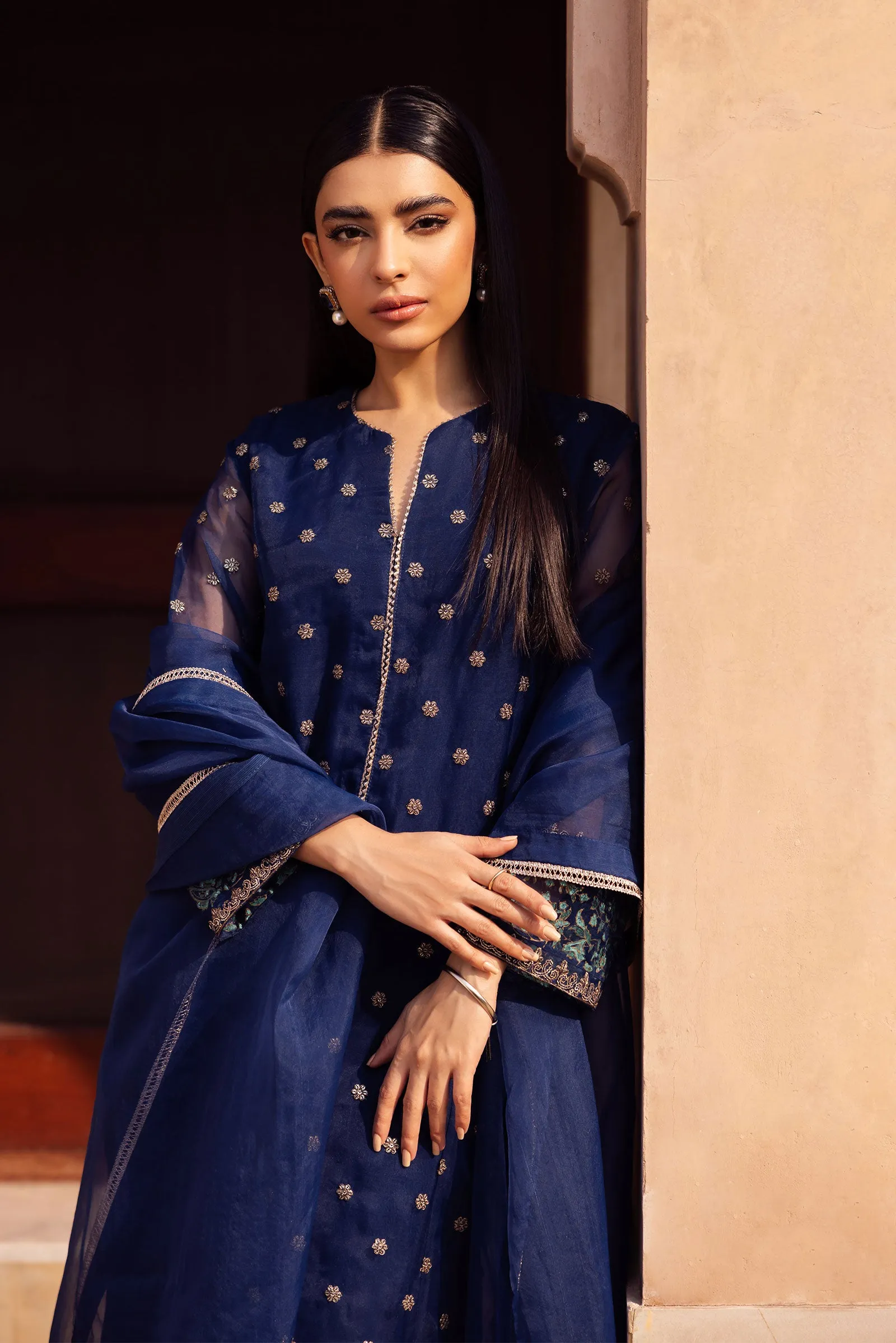 2 Pc Embroidered Organza Suit | MB-F24-505