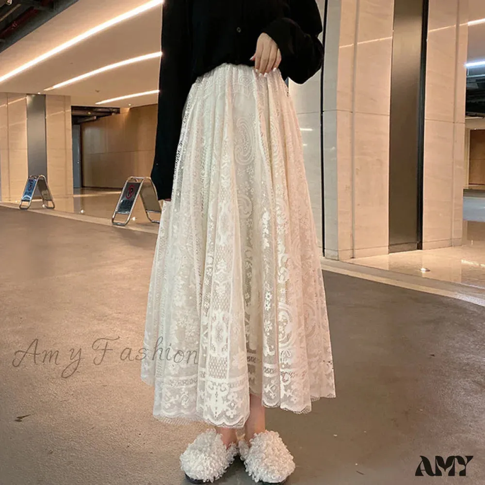 Amy Fashion - Elastic High Waist Lace Skirts