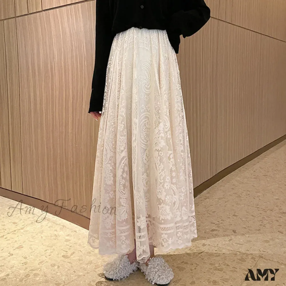 Amy Fashion - Elastic High Waist Lace Skirts