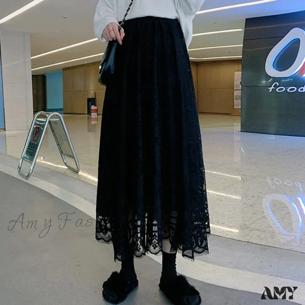 Amy Fashion - Elastic High Waist Lace Skirts