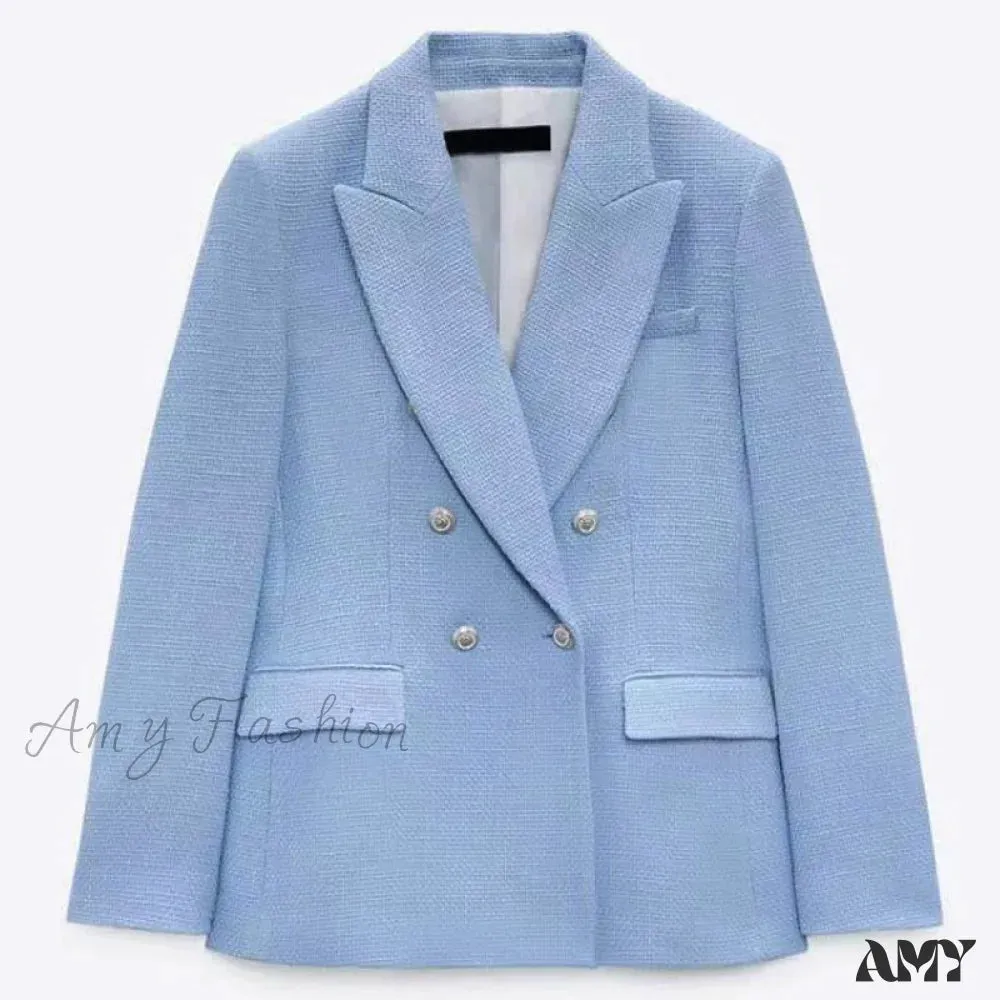 Amy Fashion - Fashion Temperament Double-Breasted Ladies Office Blazer