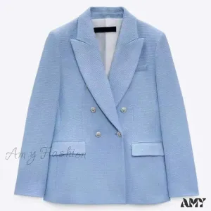 Amy Fashion - Fashion Temperament Double-Breasted Ladies Office Blazer