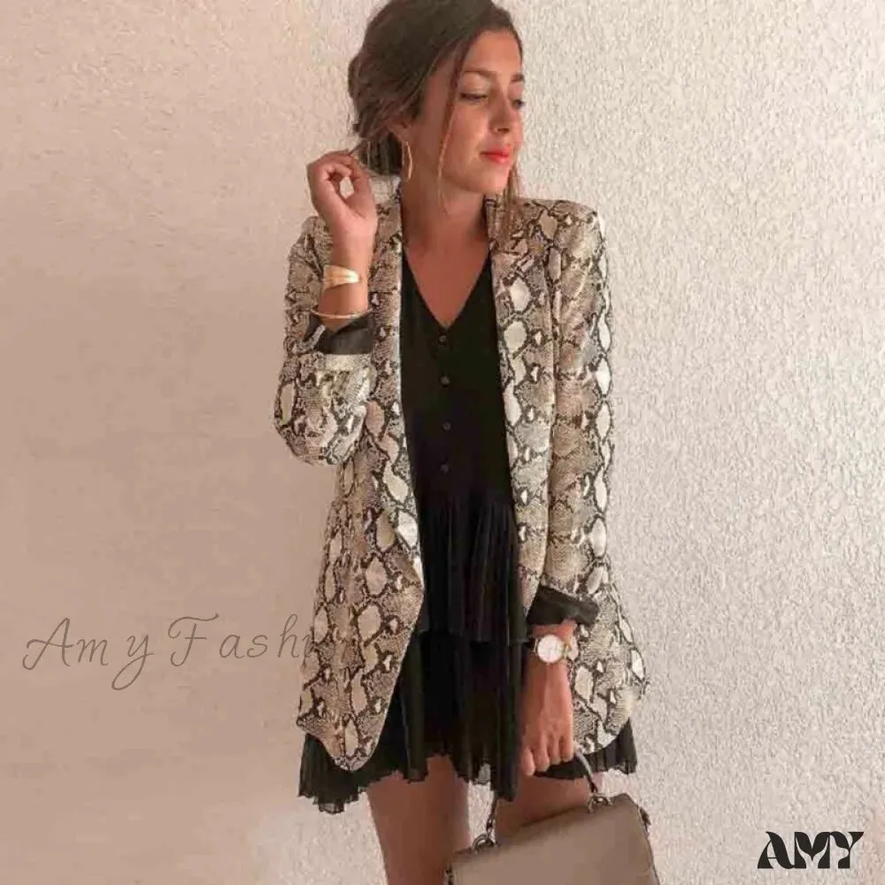 Amy Fashion - Long Sleeve Shawl Collar Suit Blazer