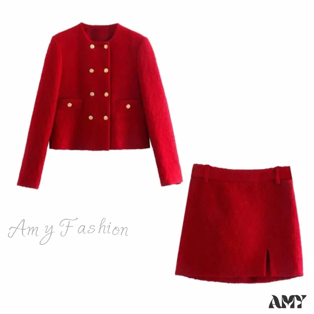 Amy Fashion - Vintage O Neck Long Sleeve Office Lady Blazer