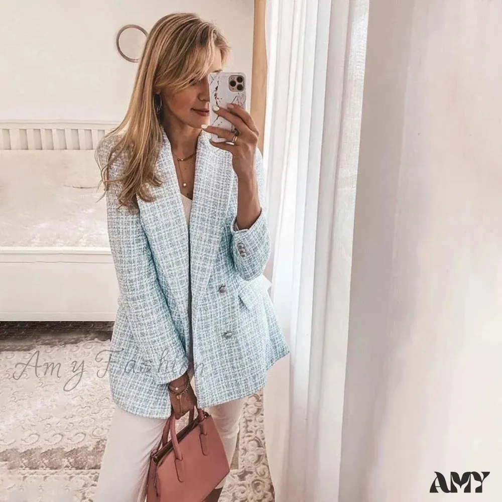 Amy Fashion - Vintage Office Lady Tweed Blazer