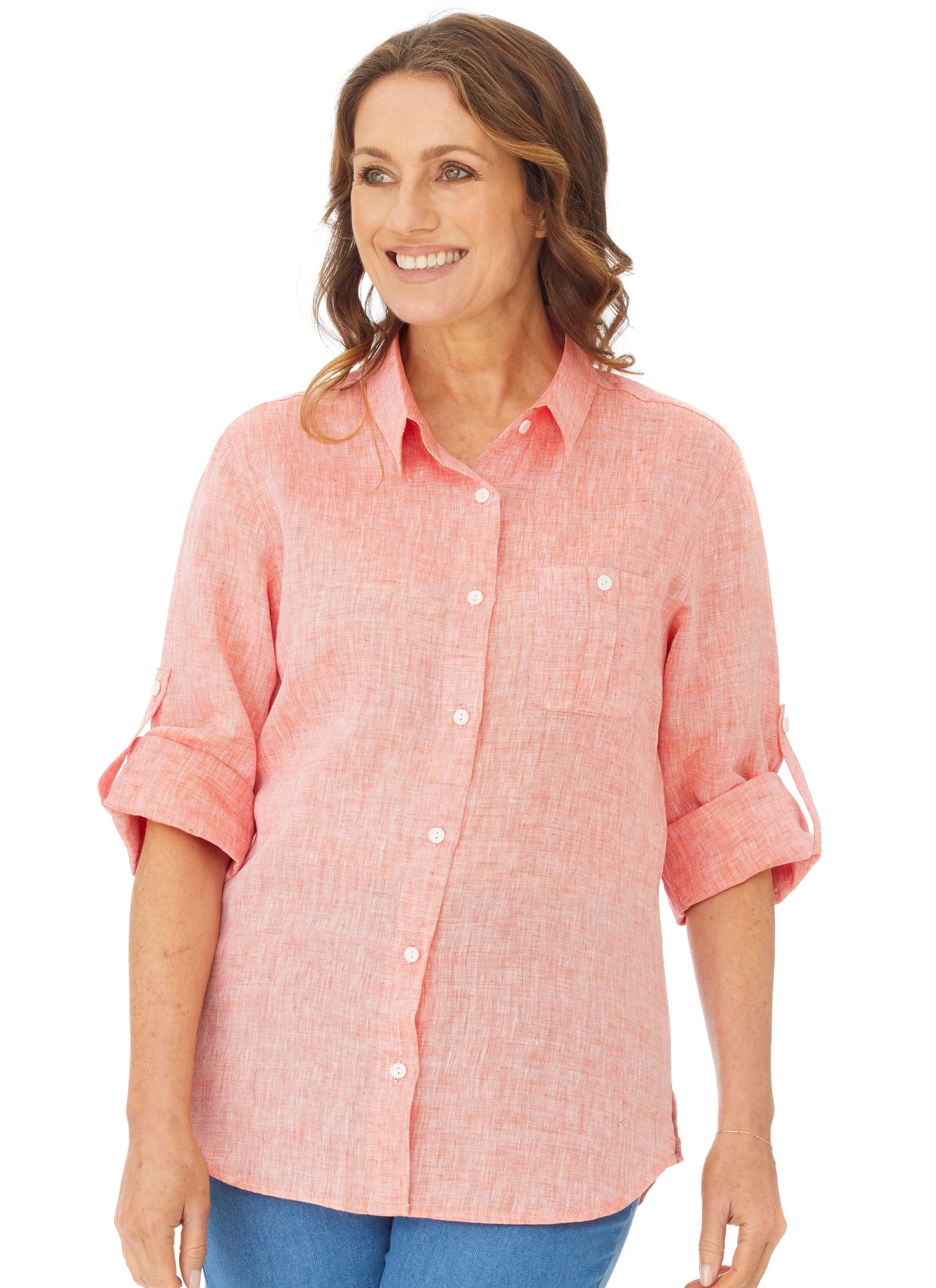 ASHLEY 3/4 SLEEVE LINEN SHIRT