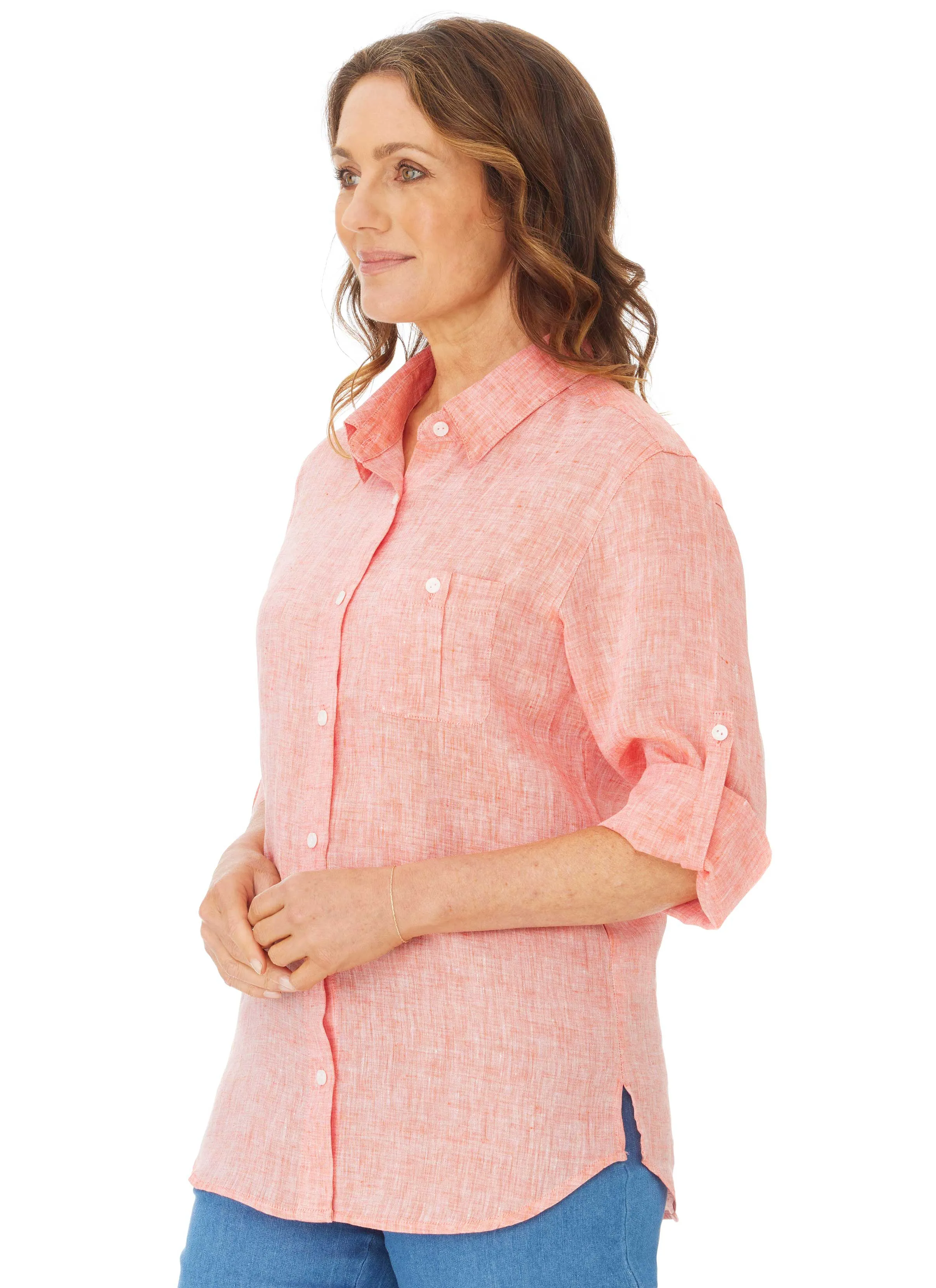 ASHLEY 3/4 SLEEVE LINEN SHIRT