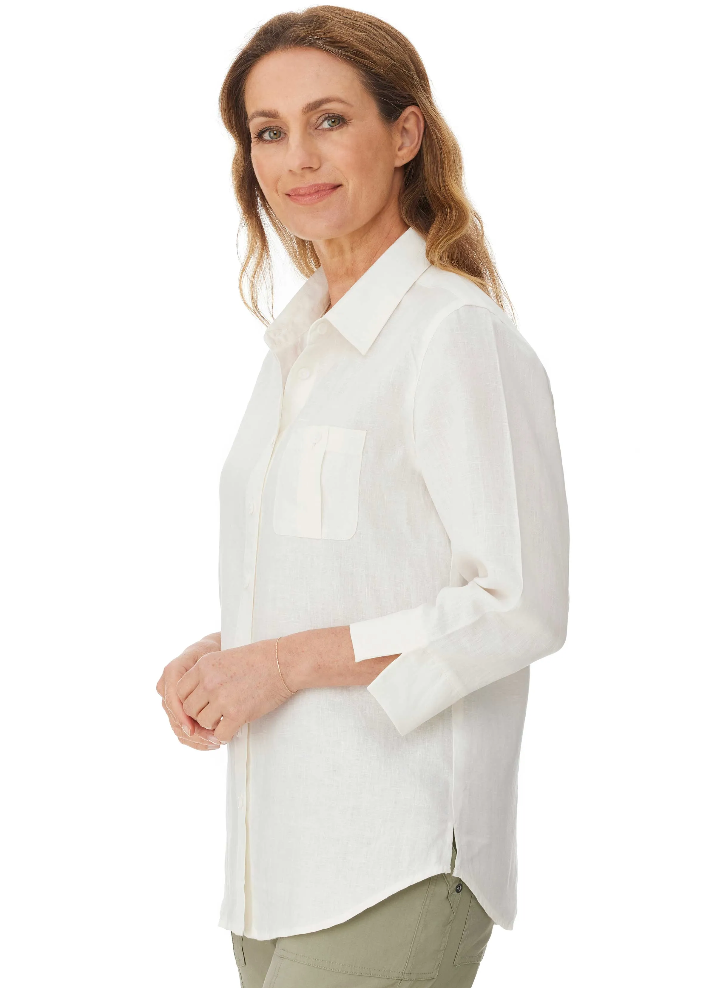 ASHLEY 3/4 SLEEVE LINEN SHIRT