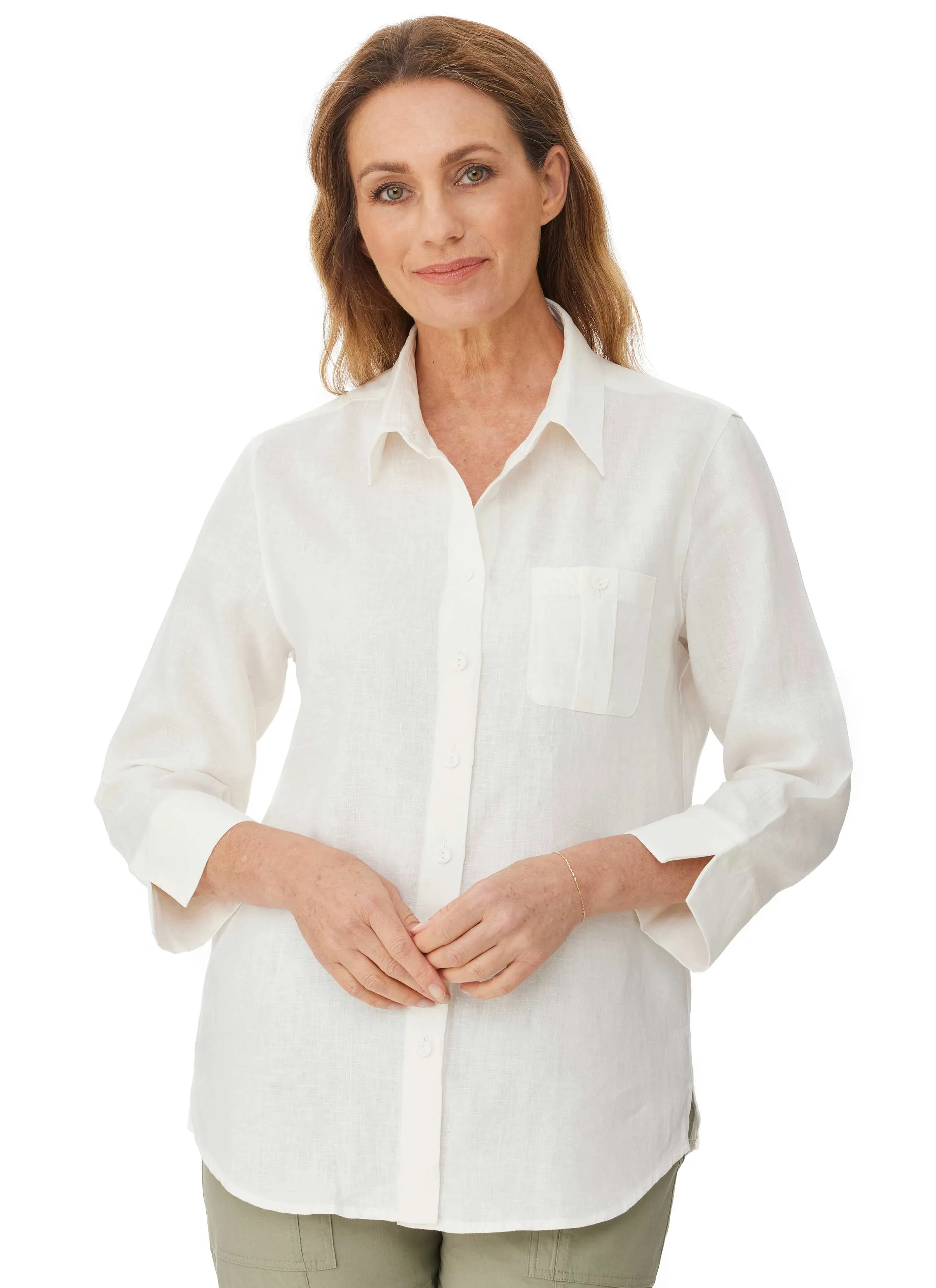 ASHLEY 3/4 SLEEVE LINEN SHIRT