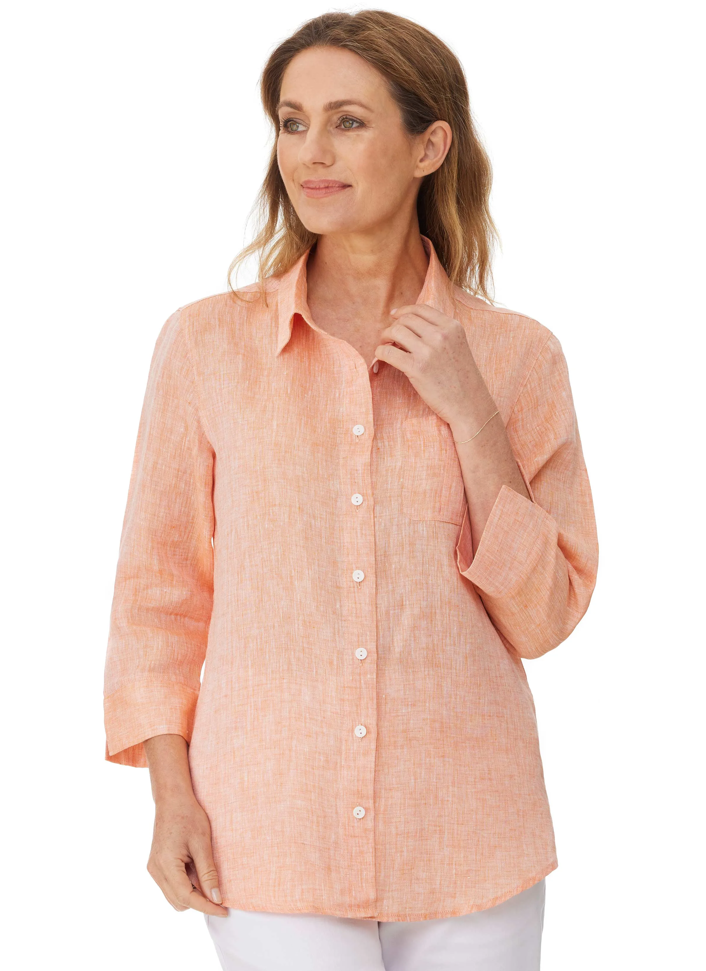 ASHLEY 3/4 SLEEVE LINEN SHIRT