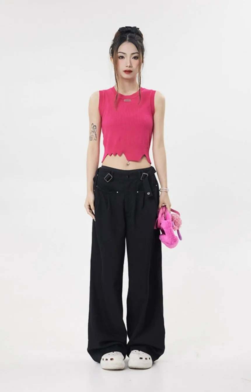 Asymmetric Hem Sleeveless Crop Top