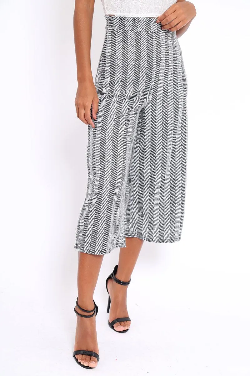 Black and White Striped Culottes - Ivonna