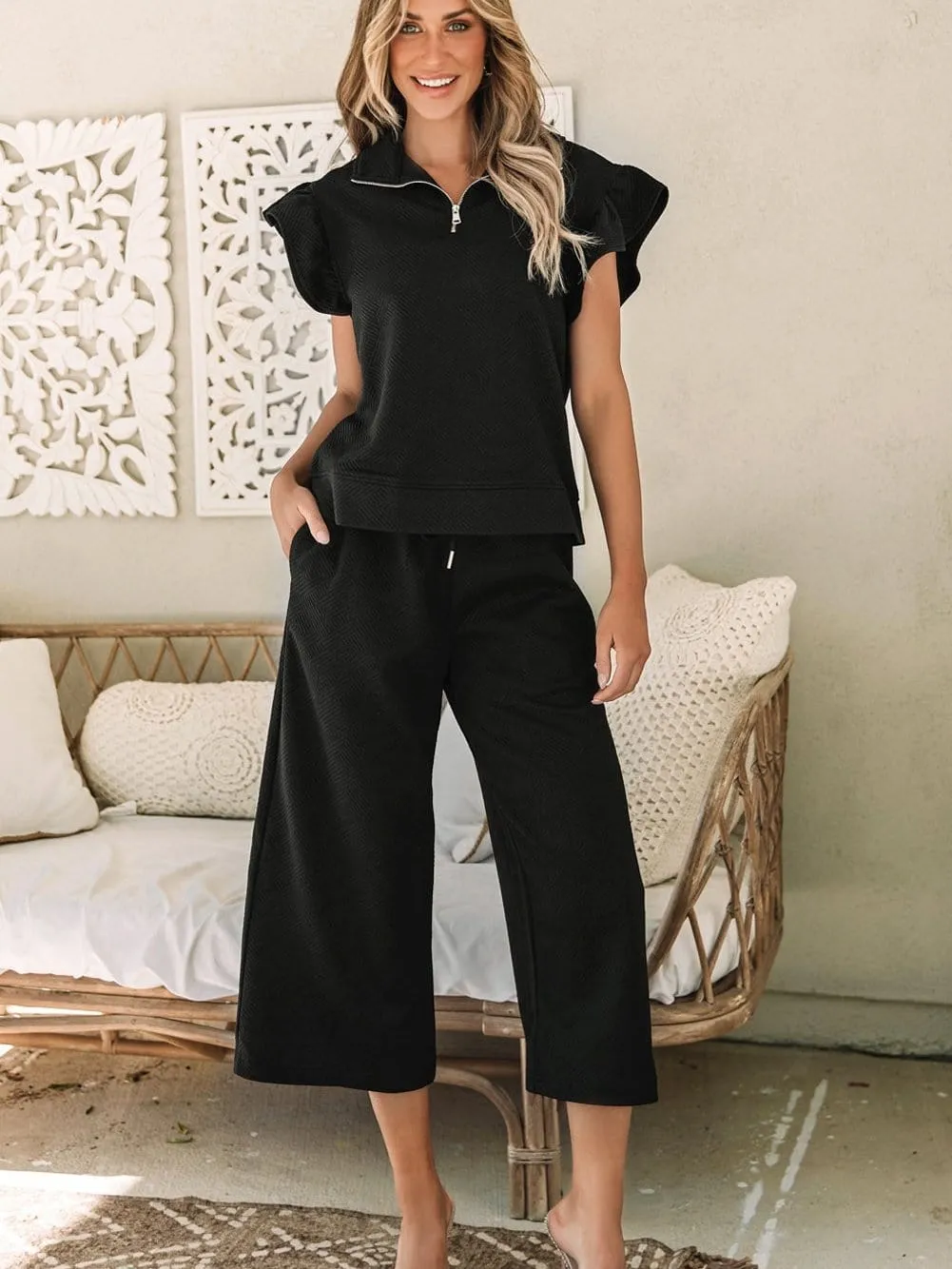 Black Knitted Culottes and Top