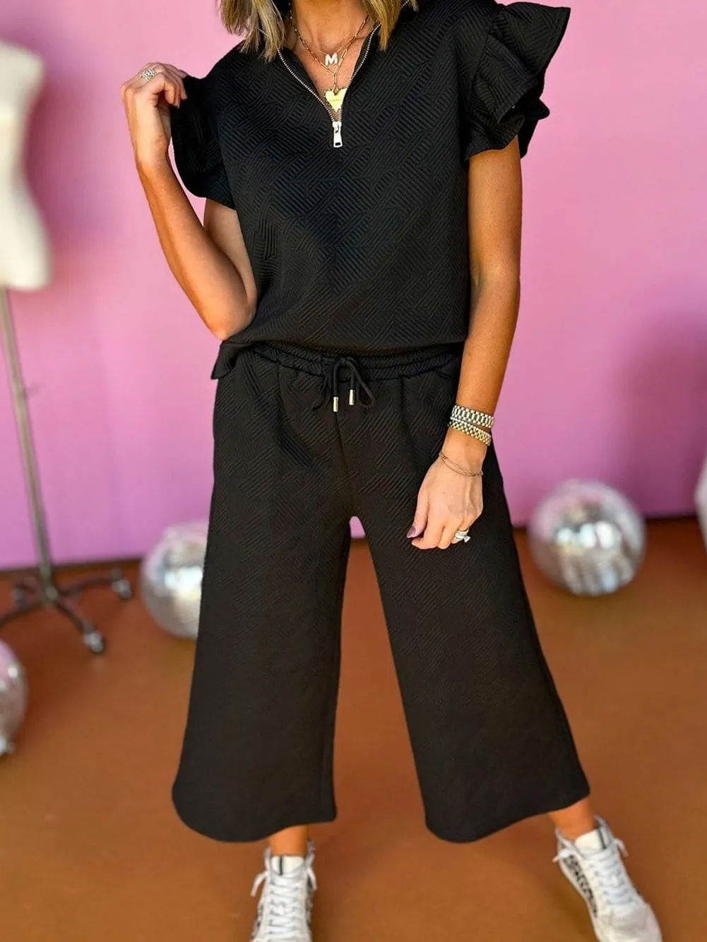 Black Knitted Culottes and Top