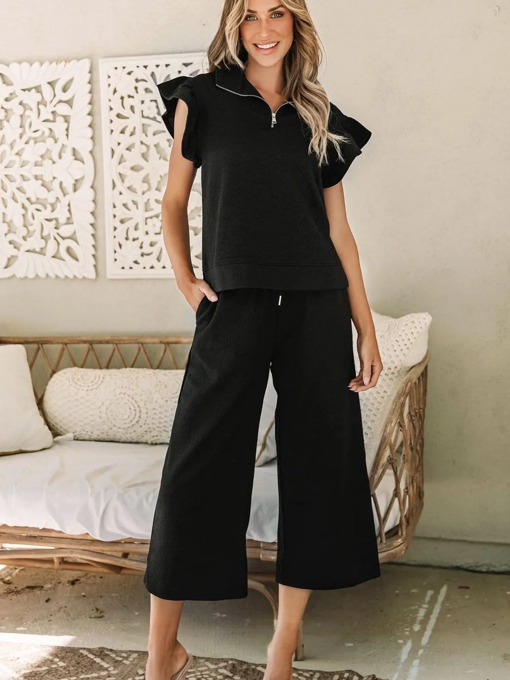 Black Knitted Culottes and Top