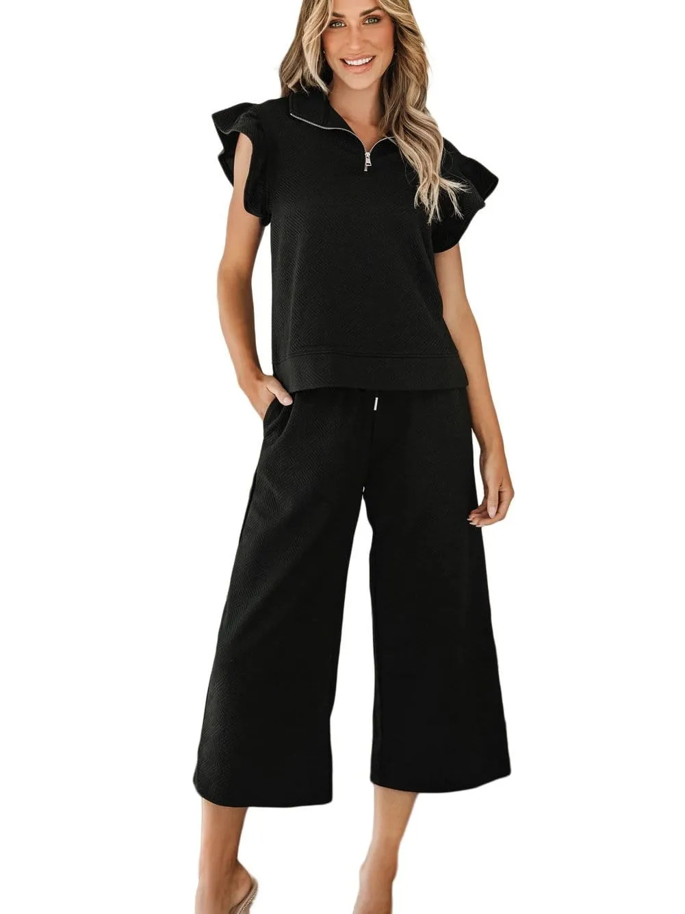 Black Knitted Culottes and Top