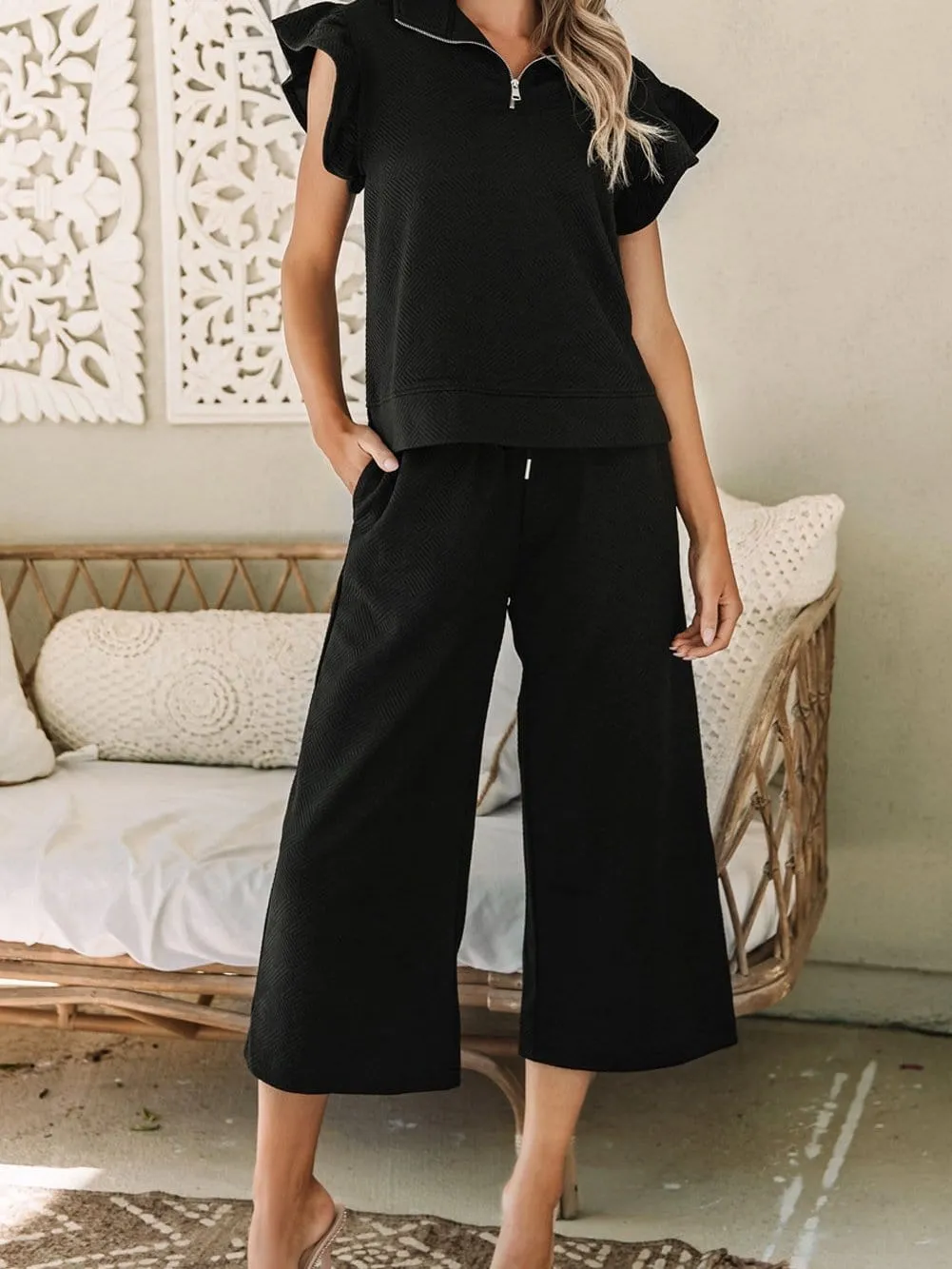 Black Knitted Culottes and Top