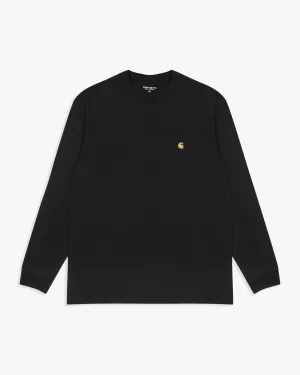 Carhartt WIP L/S Chase Tee - Black / Gold