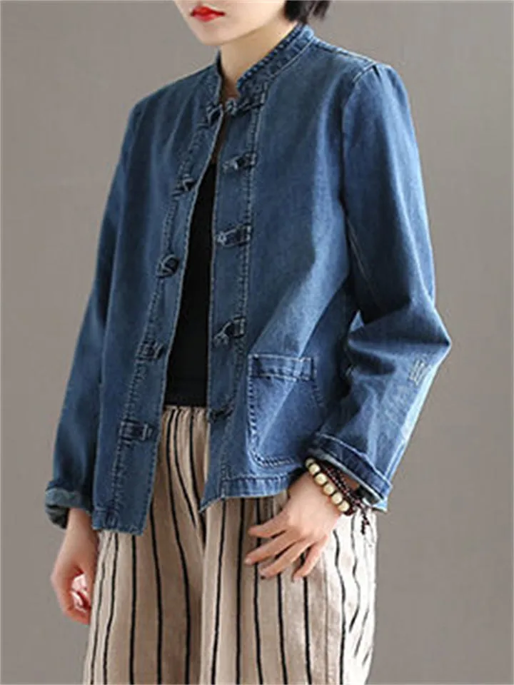 Chinese Style Embroidered Spring Autumn Retro Ladies Jackets