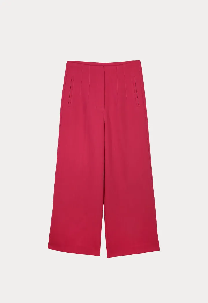 Choice Solid Pleated Culottes Magenta