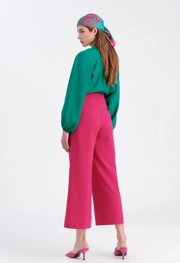 Choice Solid Pleated Culottes Magenta