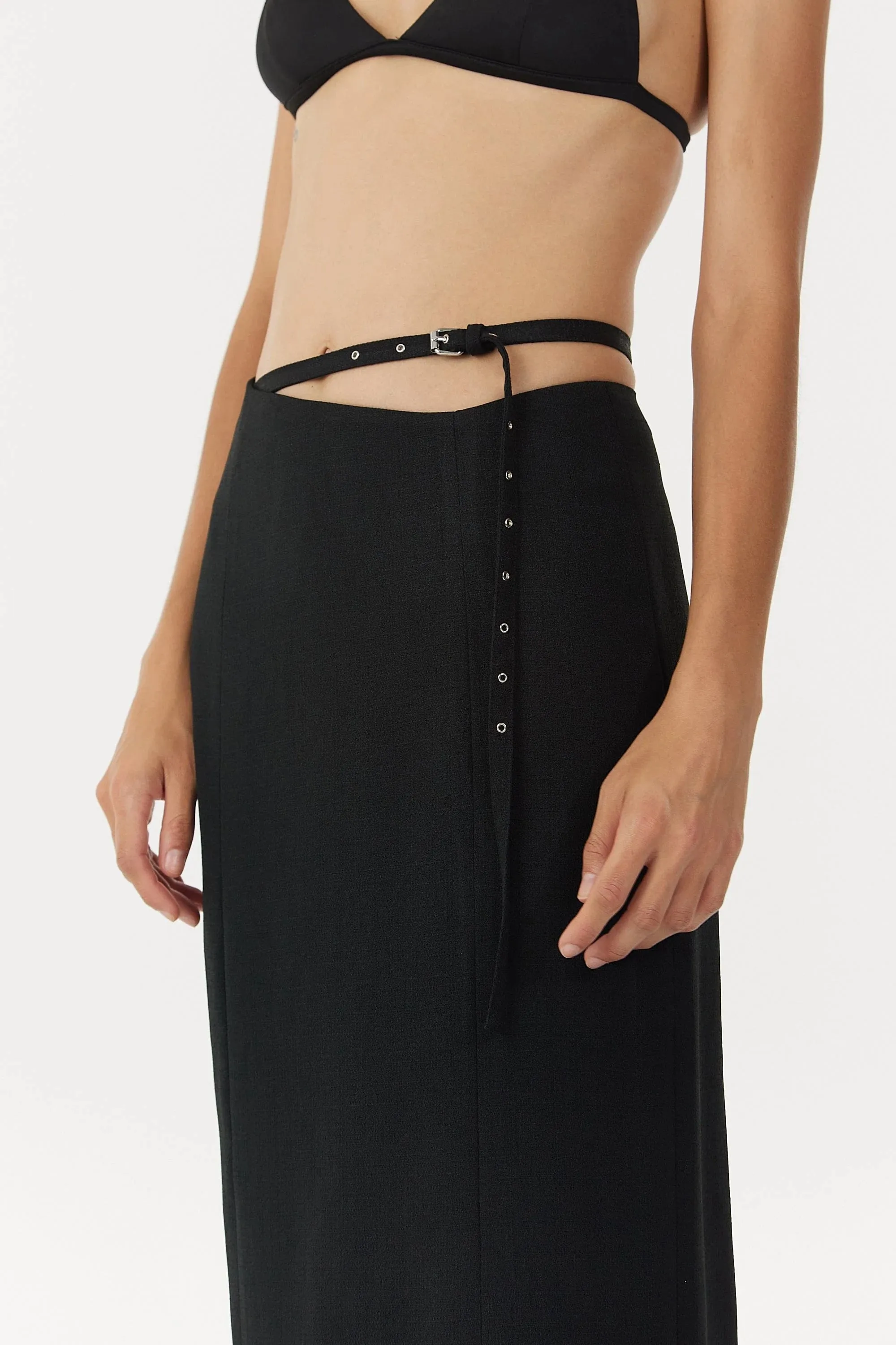 CHROME VISION ASYMMETRIC SKIRT | BLACK