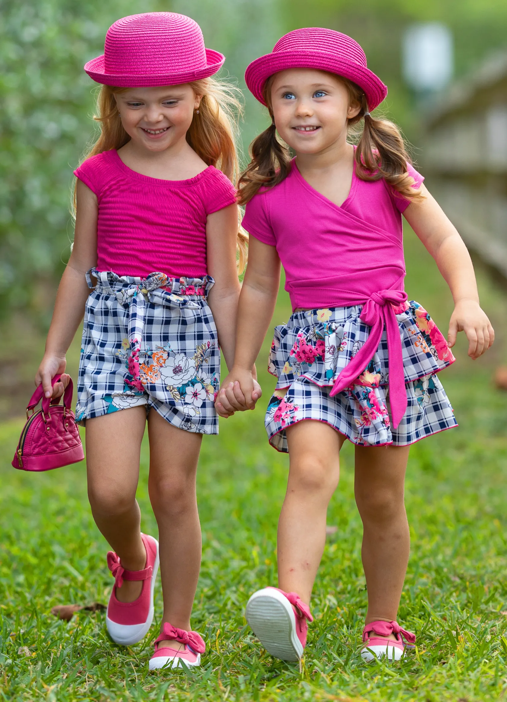 Covered In Plaid Paperbag Belted Shorts Set