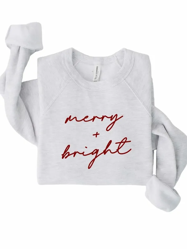 Cursive Merry and Bright Graphic Premium Crew