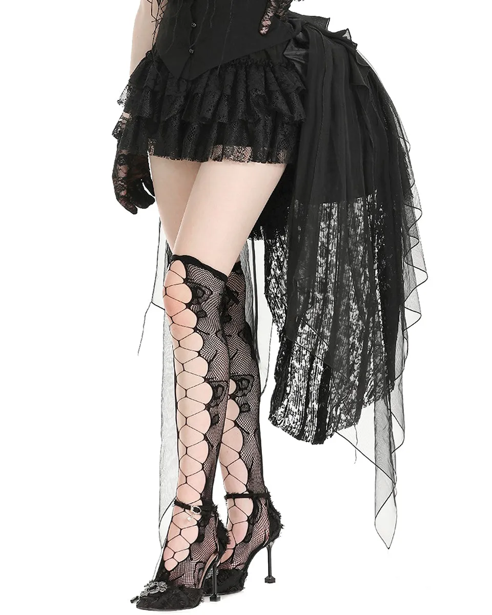 Dark In Love Gothic Burlesque Lace Structured Bustle Lift Skirt