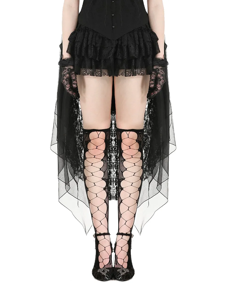 Dark In Love Gothic Burlesque Lace Structured Bustle Lift Skirt