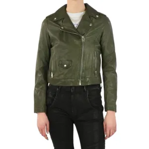 DIESEL R SERY Womens Jackets Stylish Leather Racer Coats Casual Biker Jackets