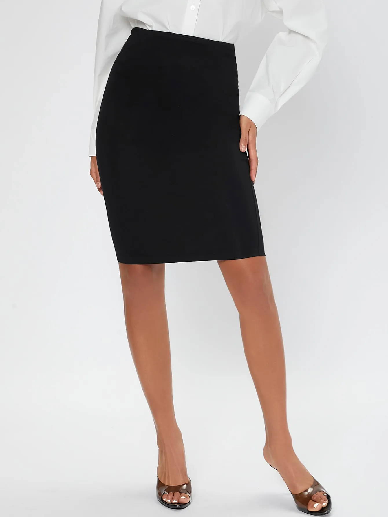 Elegant Plain Zipper High Waist Short Women Skirt