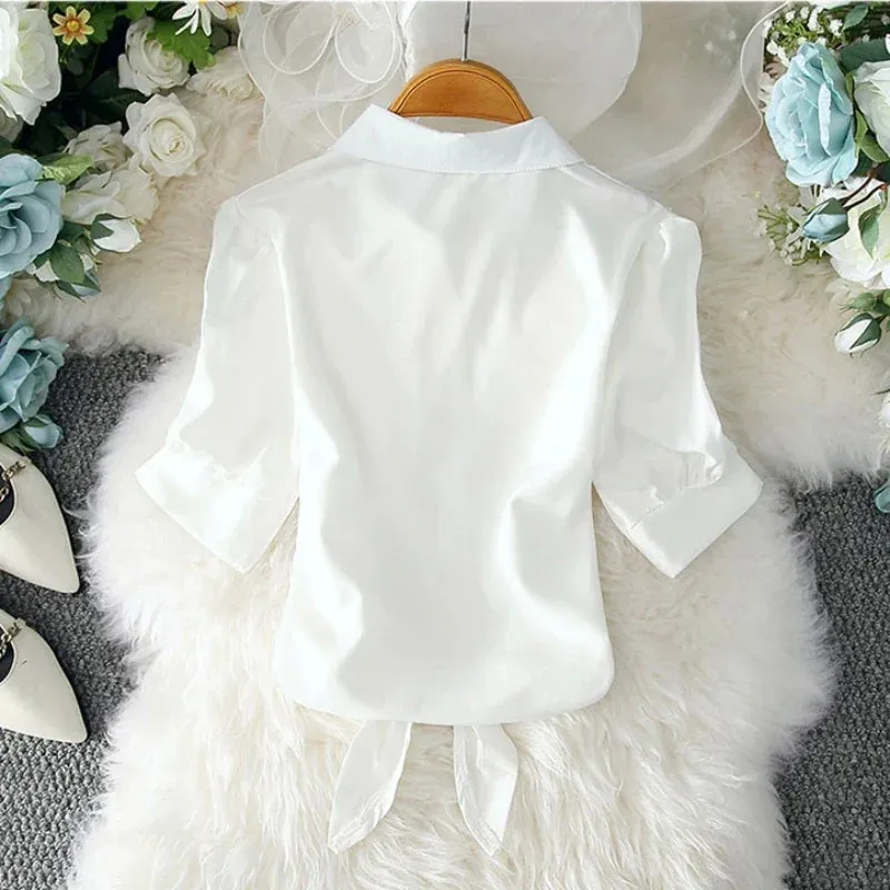 Elegant V-Neck Office Blouse for Women