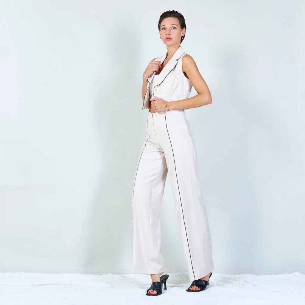 Elegant wide-leg pants with vest set wholesale