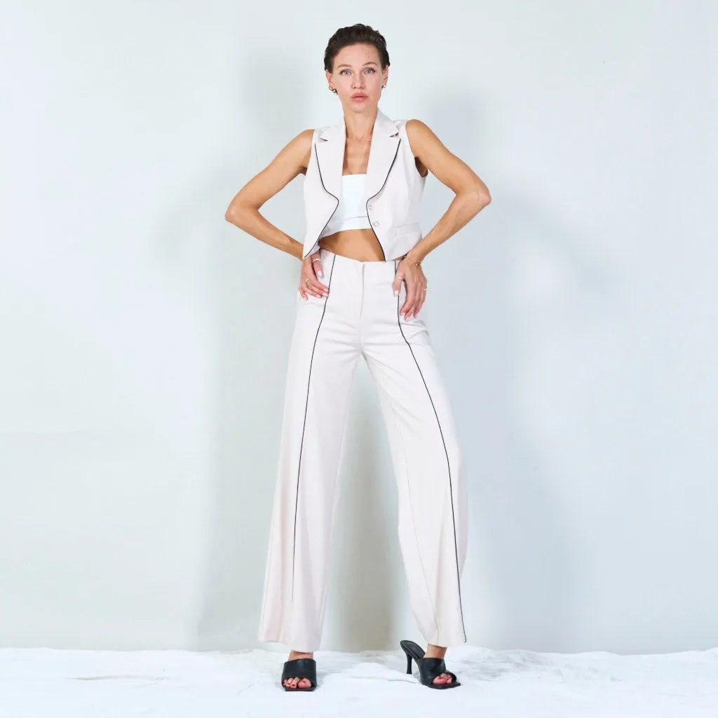 Elegant wide-leg pants with vest set wholesale