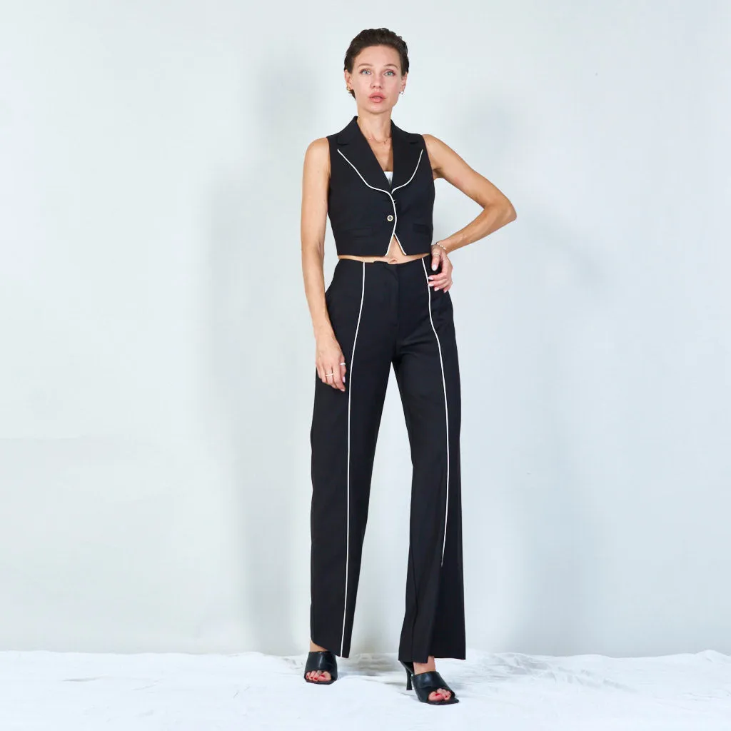 Elegant wide-leg pants with vest set wholesale