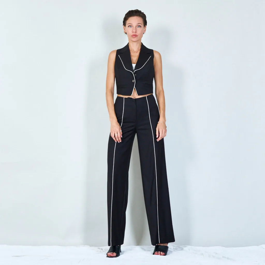 Elegant wide-leg pants with vest set wholesale