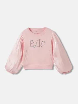 Elle Girls Pink Solid Round Neck Full Sleeves Pullover Style Sweatshirt