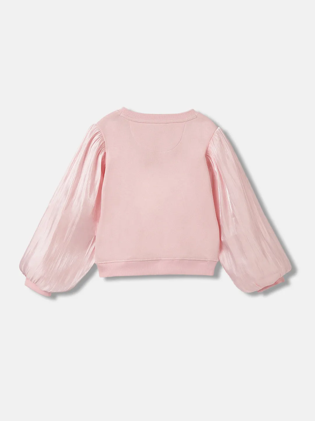 Elle Girls Pink Solid Round Neck Full Sleeves Pullover Style Sweatshirt