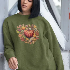 Fall and Thanksgiving Lovers Coffee Sweatshirt for Women, Vintage Thanksgiving Sweater, Fall Crewneck Pumpkin Heart Sweatshirt