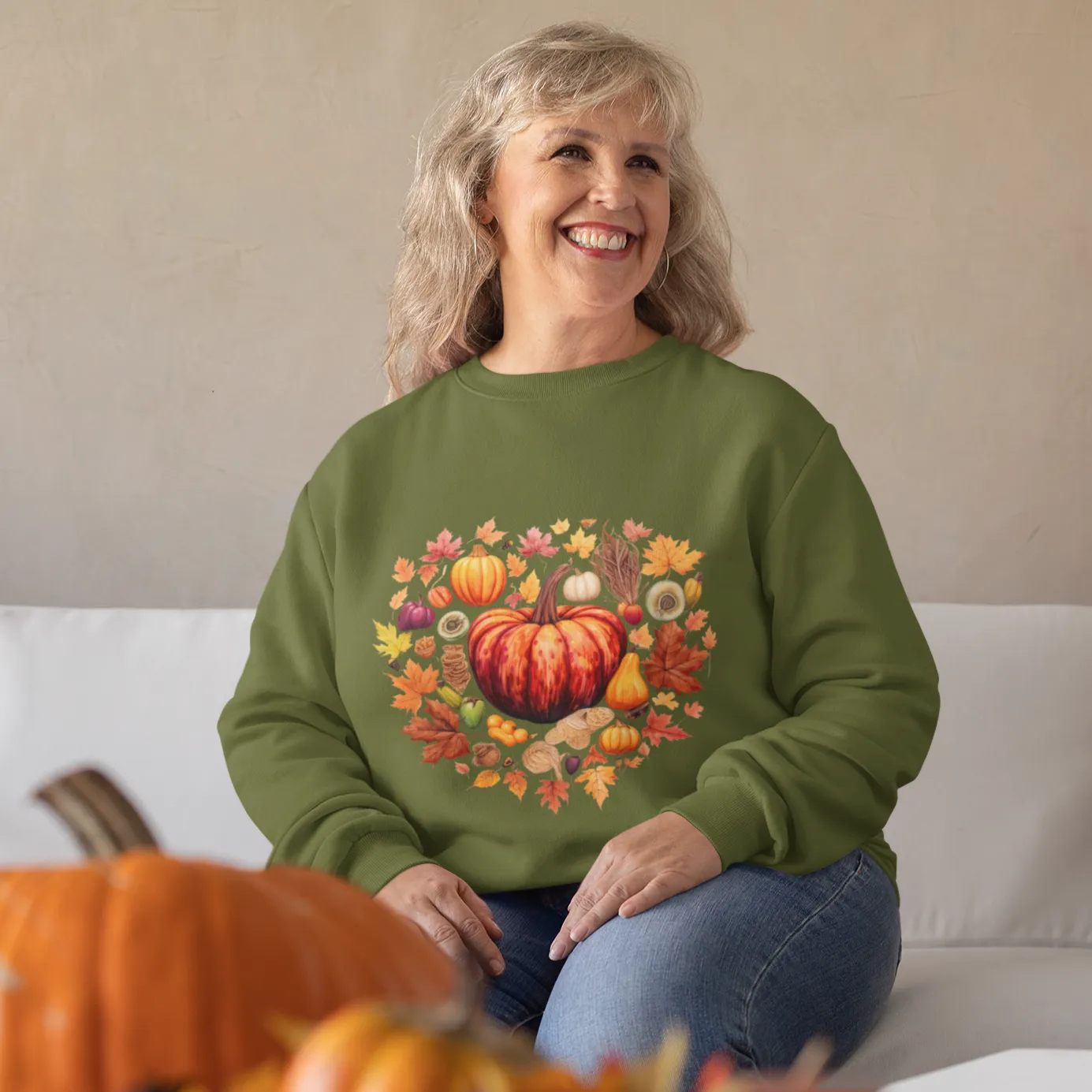 Fall and Thanksgiving Lovers Coffee Sweatshirt for Women, Vintage Thanksgiving Sweater, Fall Crewneck Pumpkin Heart Sweatshirt