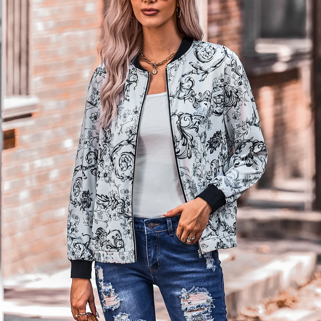 Fashion Printing Thin Jacket Tops Wholesale Coats And Jackets