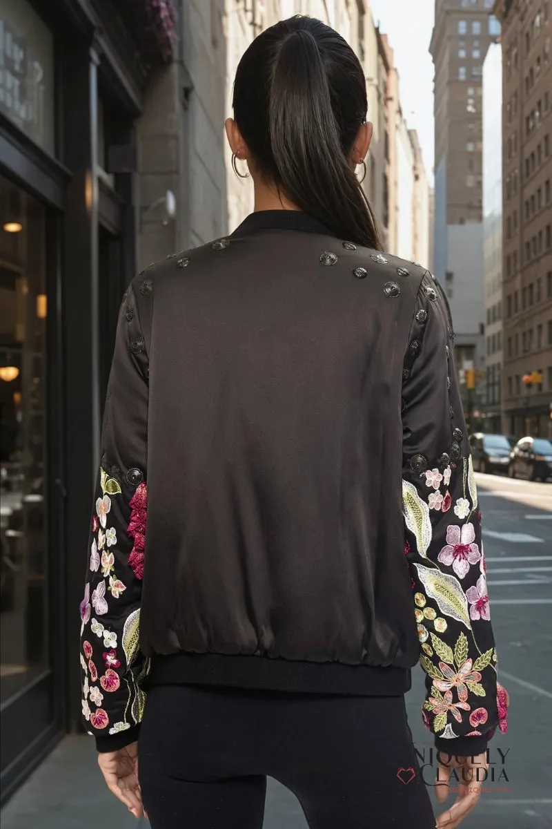 Fleur Embroidered Bomber Jacket