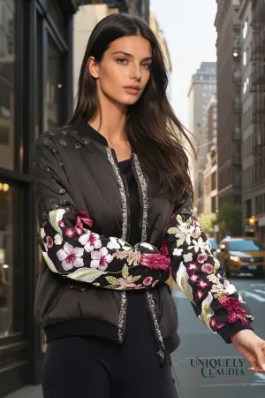 Fleur Embroidered Bomber Jacket