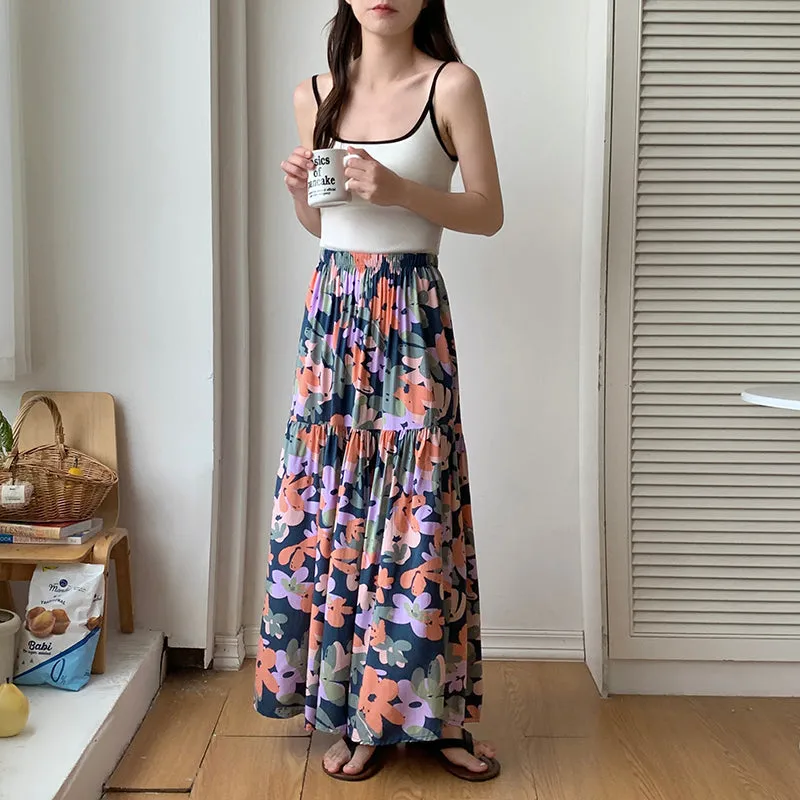 Floral Cotton Silk Nightgown Skirt