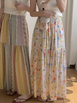 Floral Cotton Silk Nightgown Skirt