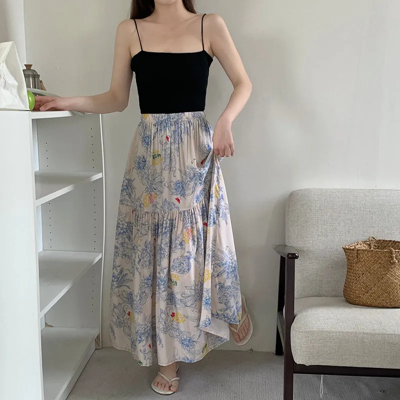 Floral Cotton Silk Nightgown Skirt